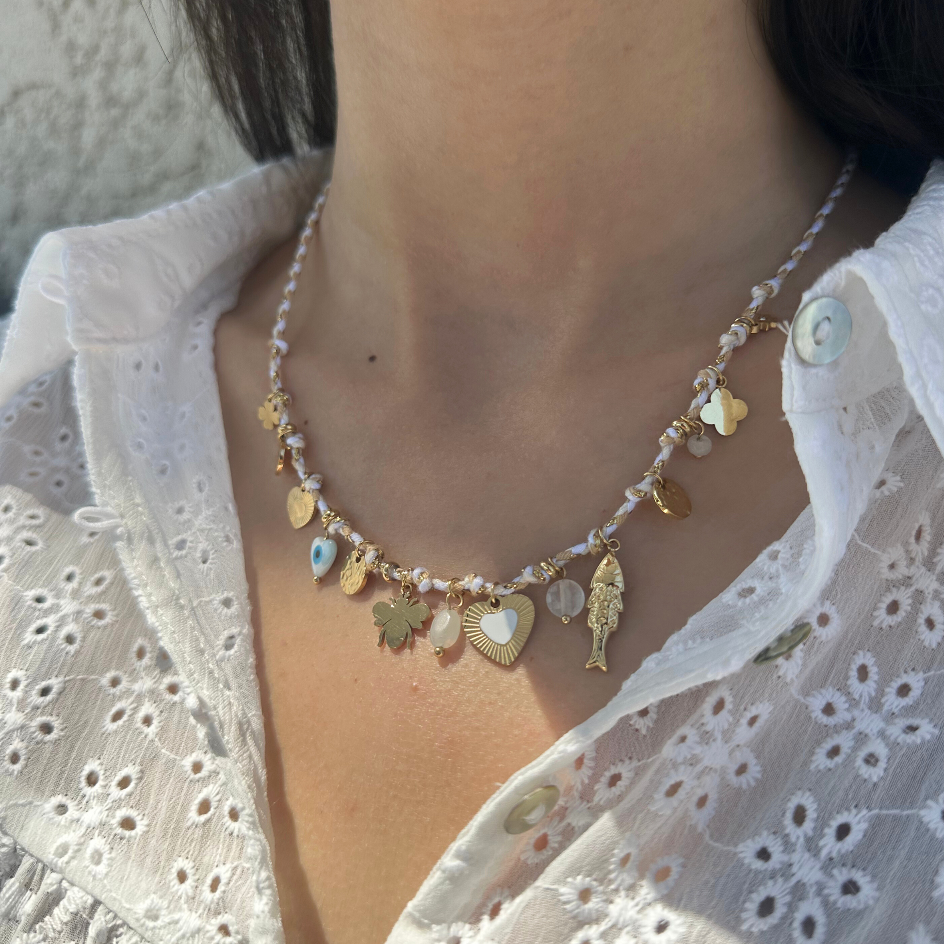 Collier en acier inoxydable à breloques - Mykonos