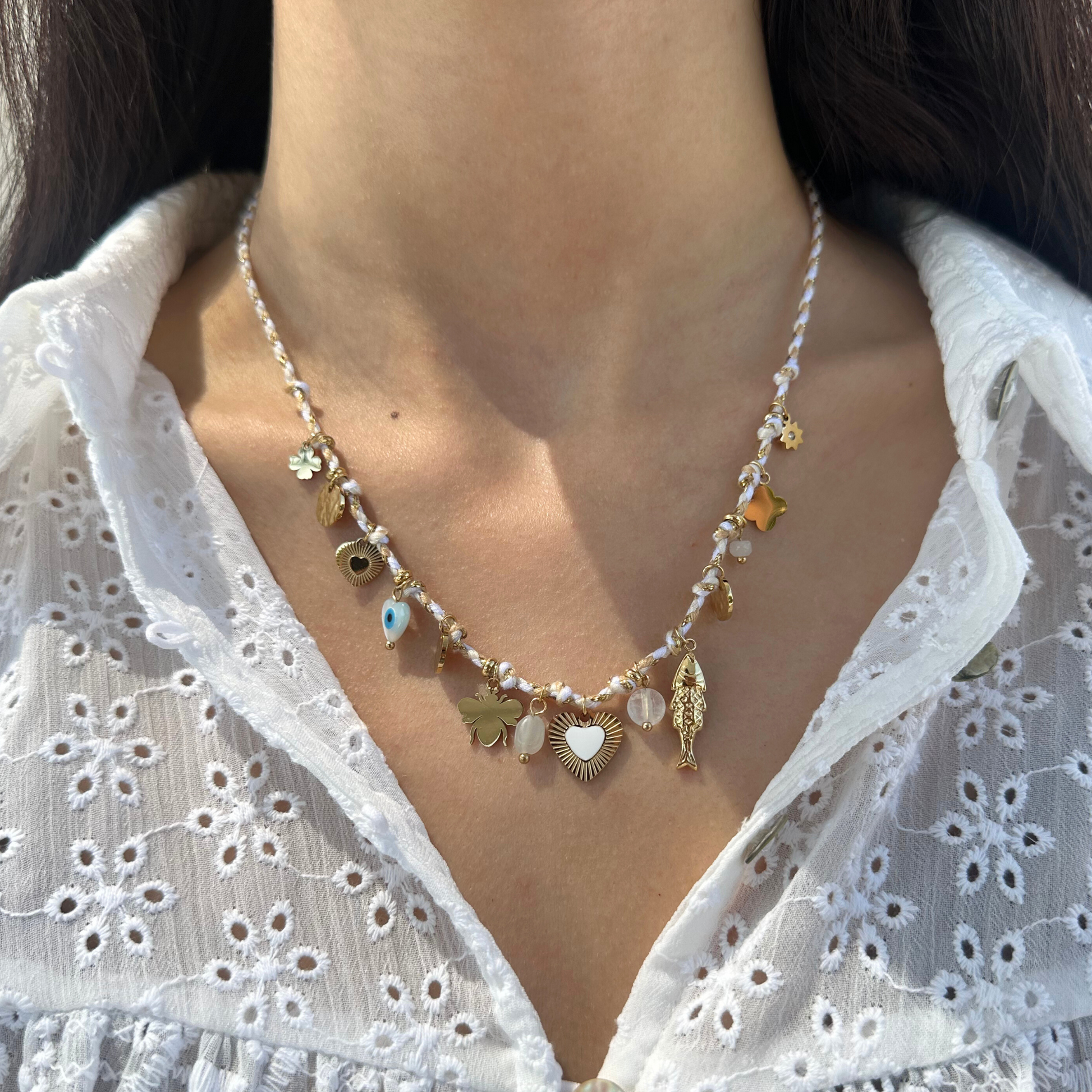 Collier en acier inoxydable à breloques - Mykonos