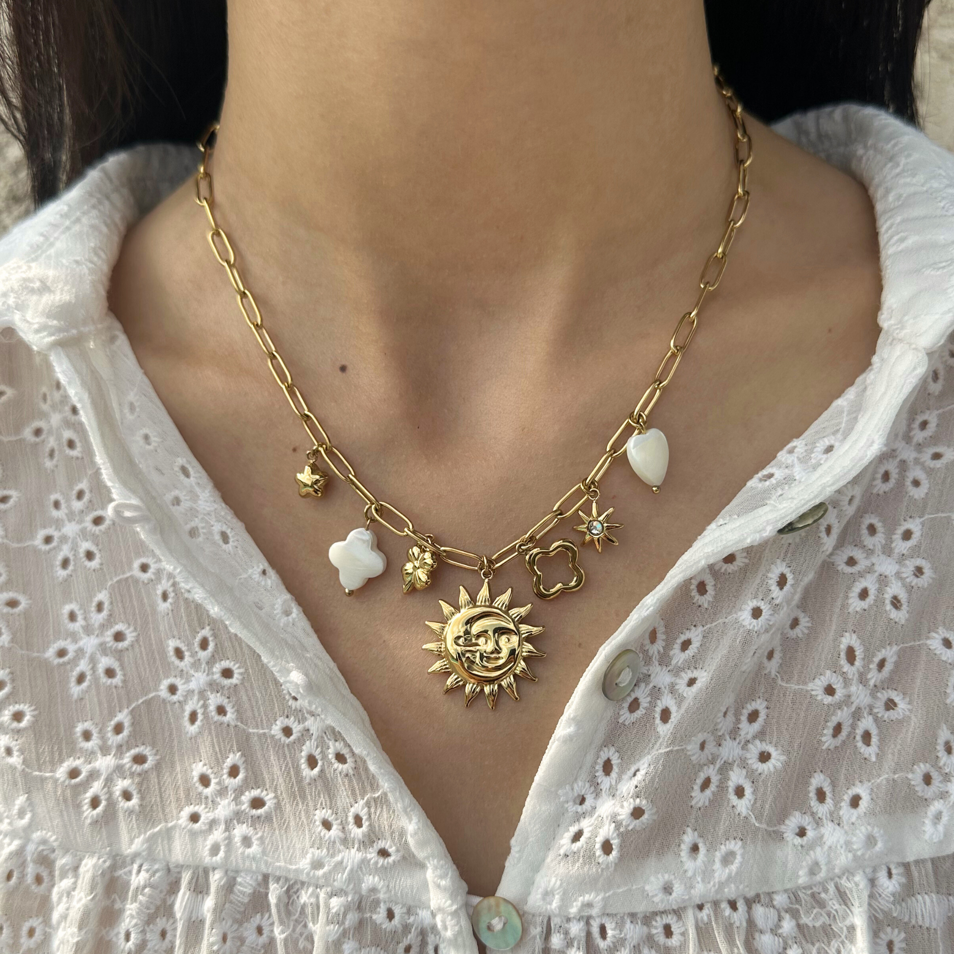 Collier acier inoxydable à breloques - Tulum