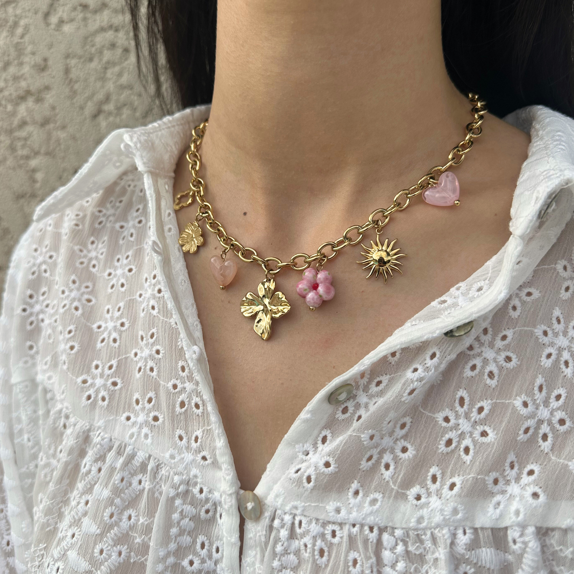 Collier breloques acier inoxydable - Hawaï