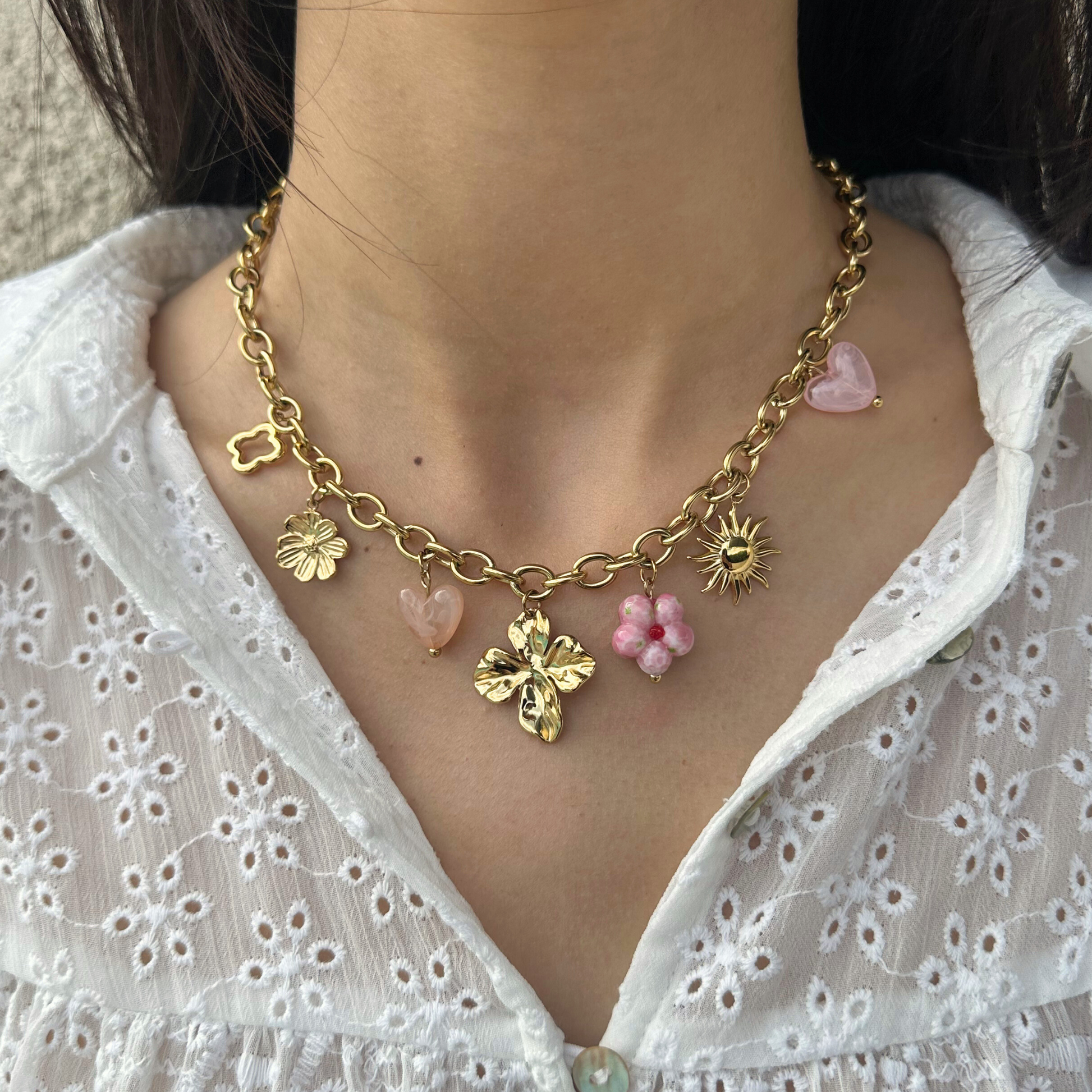 Collier breloques acier inoxydable - Hawaï